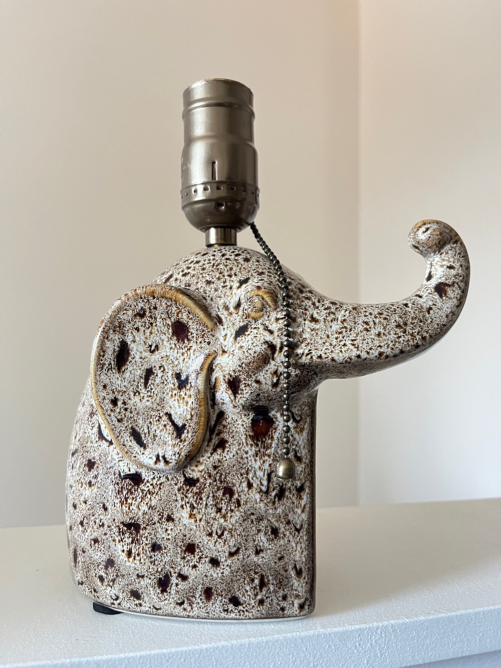 Decorative Ceramic Elephant Table Lamp - Cream and Brown
